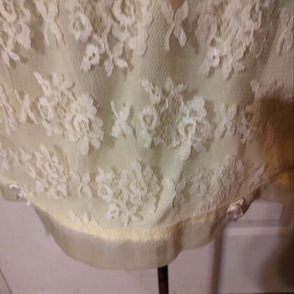 🔸💛🔸Divine Vintage 50's Buttercup Yellow Floral Lace & Satin Bow Slip - S/M - Picture 7 of 16